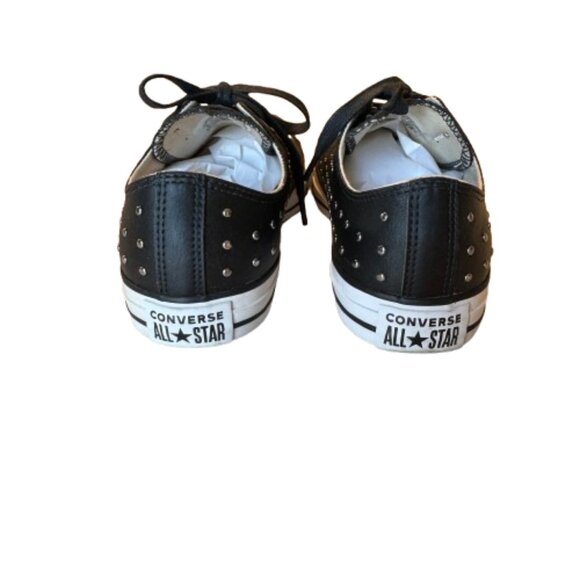 Converse All Star Womens Size 9 Black Leather with Silver Metal Studs - Picture 8 of 13